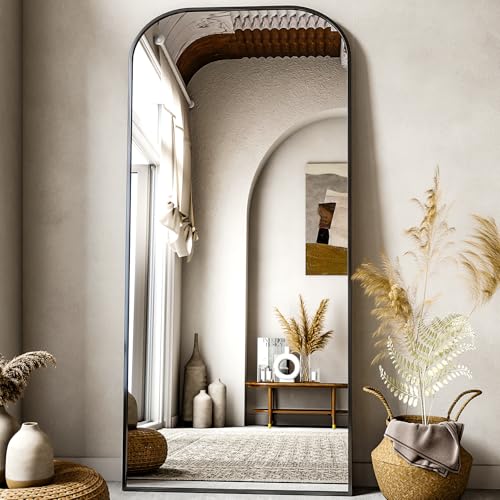 56x21 Inch Full Length Mirror with Aluminum Frame, Black T17478