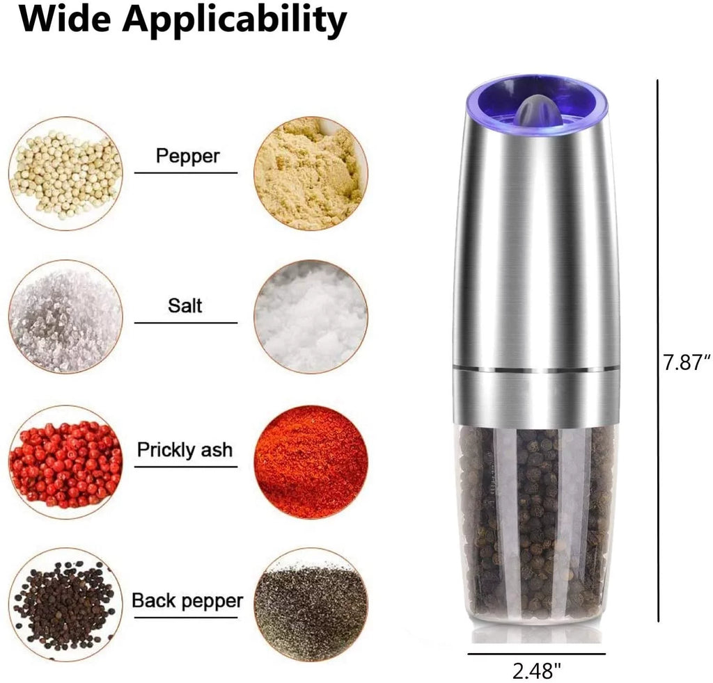 2 Pcs Electric Salt and Pepper Grinder Set Battery Operated Stainless Steel G568677