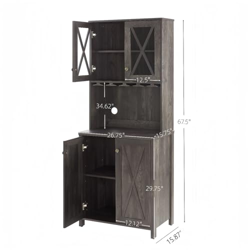 Grey Wood Storage Cabinet with Microwave Stand R875344