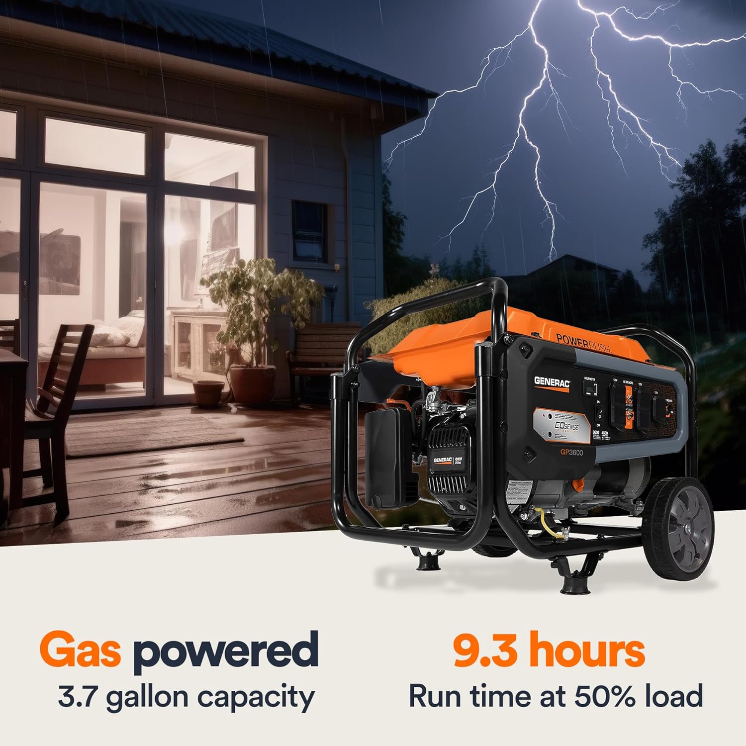 3,600-Watt Portable Generator Orange/Black F343615