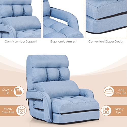 Grey Folding Chaise Lounge Sofa with Adjustable Backrest N54742