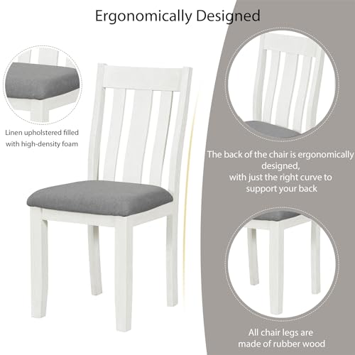 7 Pieces Dining Table Set with 6 Upholstered Chairs and Extendable Tabletop, Solid Wood X21945