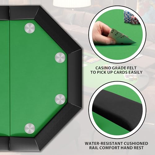 Octagon Poker Table with Metal Legs and 8 Cup Holders A186986
