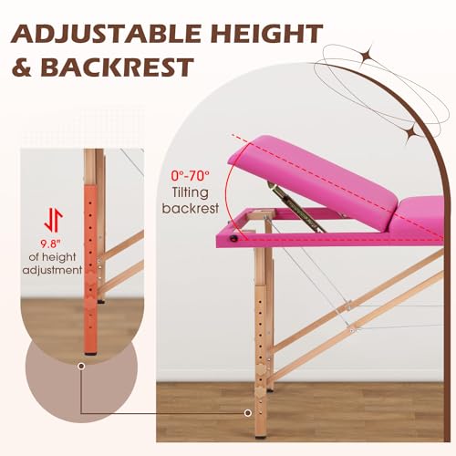 24 inch Wide Folding Height Adjustable Massage Table with Non-Woven Bag S16133