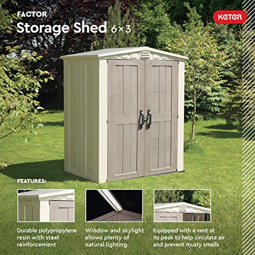 6x3 Outdoor Storage Shed Kit, Taupe & Brown I14491