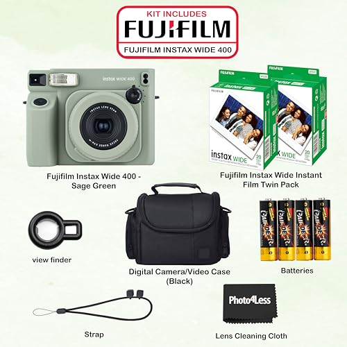 Sage Green Instant Film Camera with 40 Sheets and Carrying Case P9371