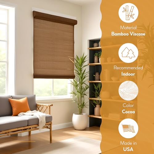 Cordless Bamboo Roman Shades - Driftwood - 28.5 in. W x 64 in. L O624359