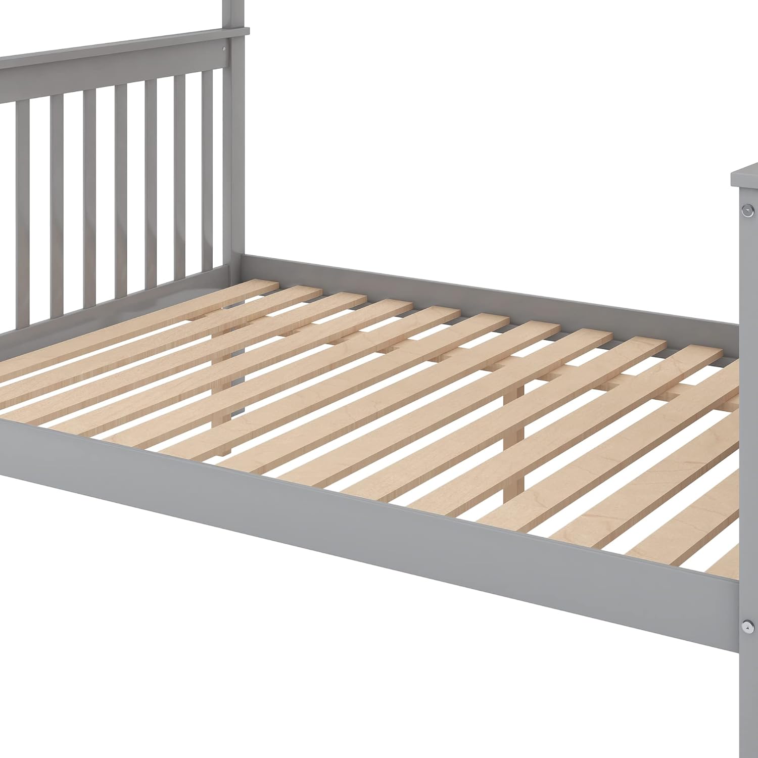 Gray Wood Twin Over Full Bunk Bed Frame with Trundle I225