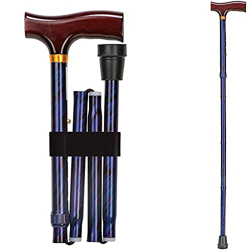 Folding Adjustable Wood Handle Cane T1275