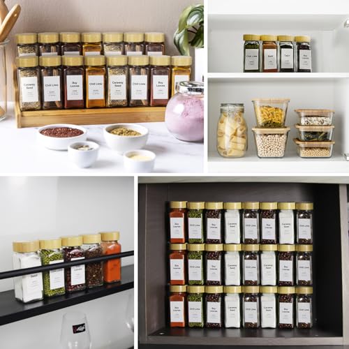 24 Pcs 4oz Glass Spice Jars with Acacia Wood Shaker Lids N851702