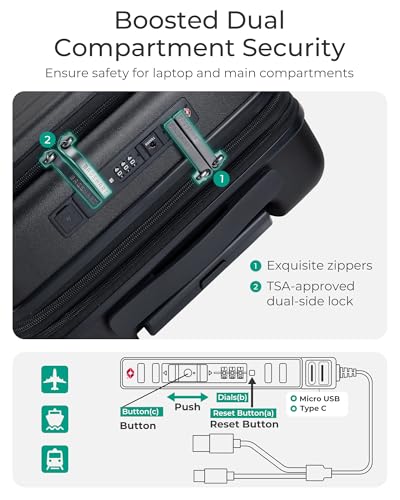 White Expandable Hard Shell Carry On Luggage with Spinner Wheels U924748