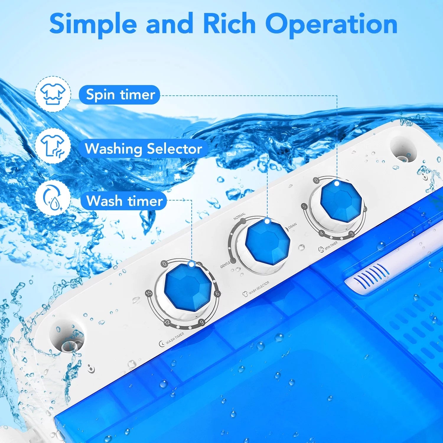 Mini Washing Machine, 11lbs Washer & 6.6lbs Spin Dryer Combo, Compact Washer Machine with Drain Pump E9561