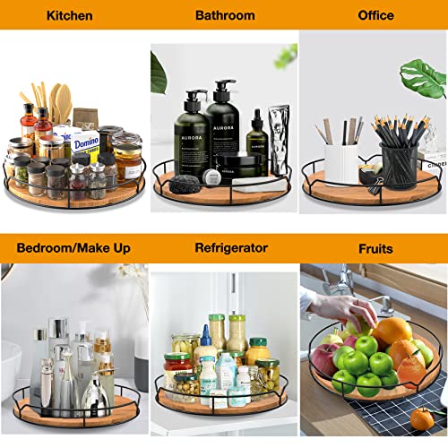 Carbonized Black 14inch Pine Wood Lazy Susan Turntable Organizer G261409