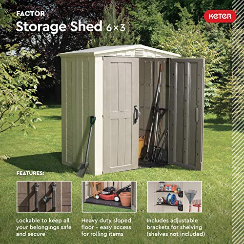 6x3 Outdoor Storage Shed Kit, Taupe & Brown I14491