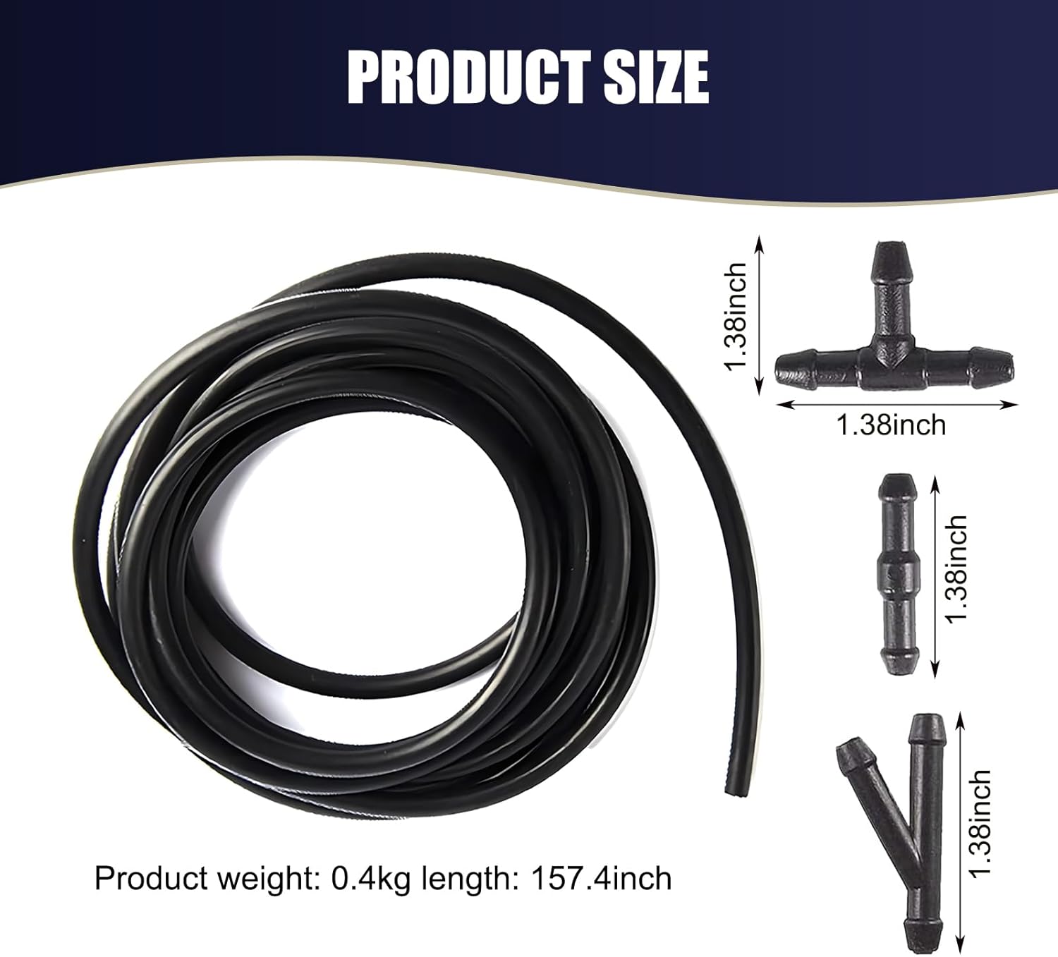 12 PCS Car Windshield Washer Hose Replacement with Hose Connectors Black D987