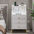 White 3 Drawer Nightstand with Charging Station O473