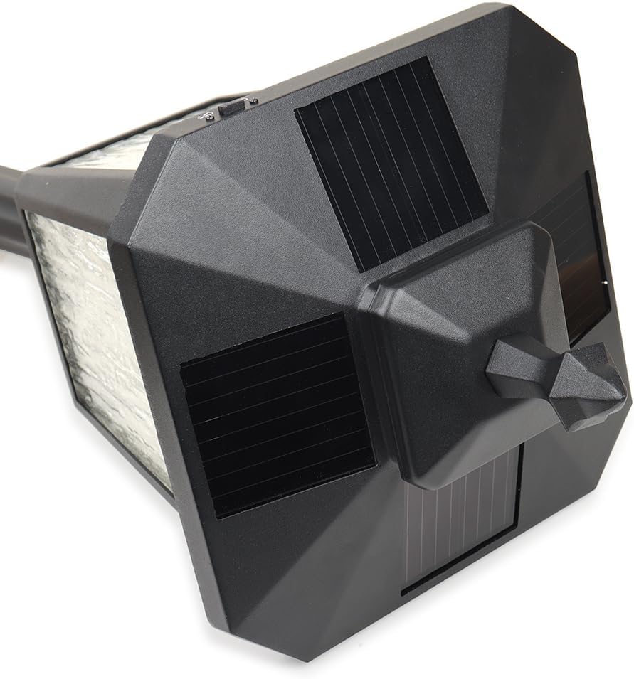 76" Height Solar Lamp Post Lights with Planter, Die-Casting Aluminum, Glass Lampshade with Warm White LED, Matte Black U917