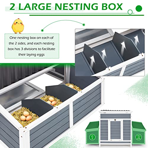 56" Large Wooden Chicken Coop with 6 Nesting Boxes R26789