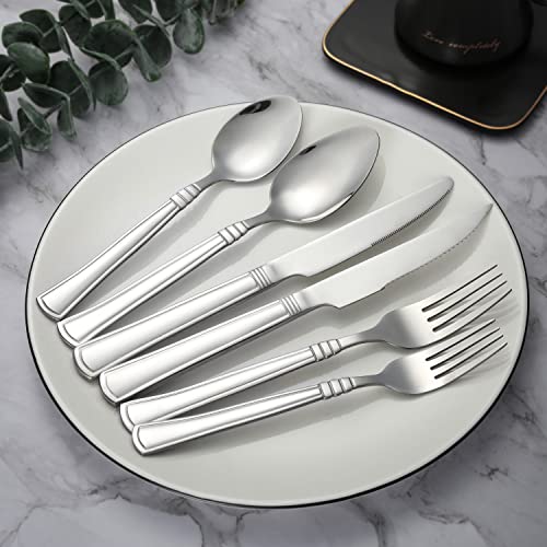 24-Piece Stainless Steel Flatware Set with Steak Knives Service for 4 B438