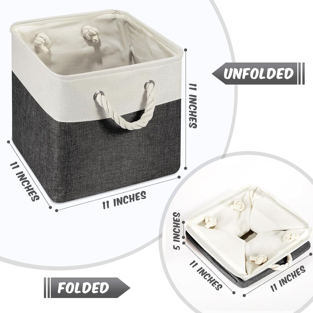 6 Pcs 11 x 11 Inch Fabric Cube Storage Bins with Handles Z226