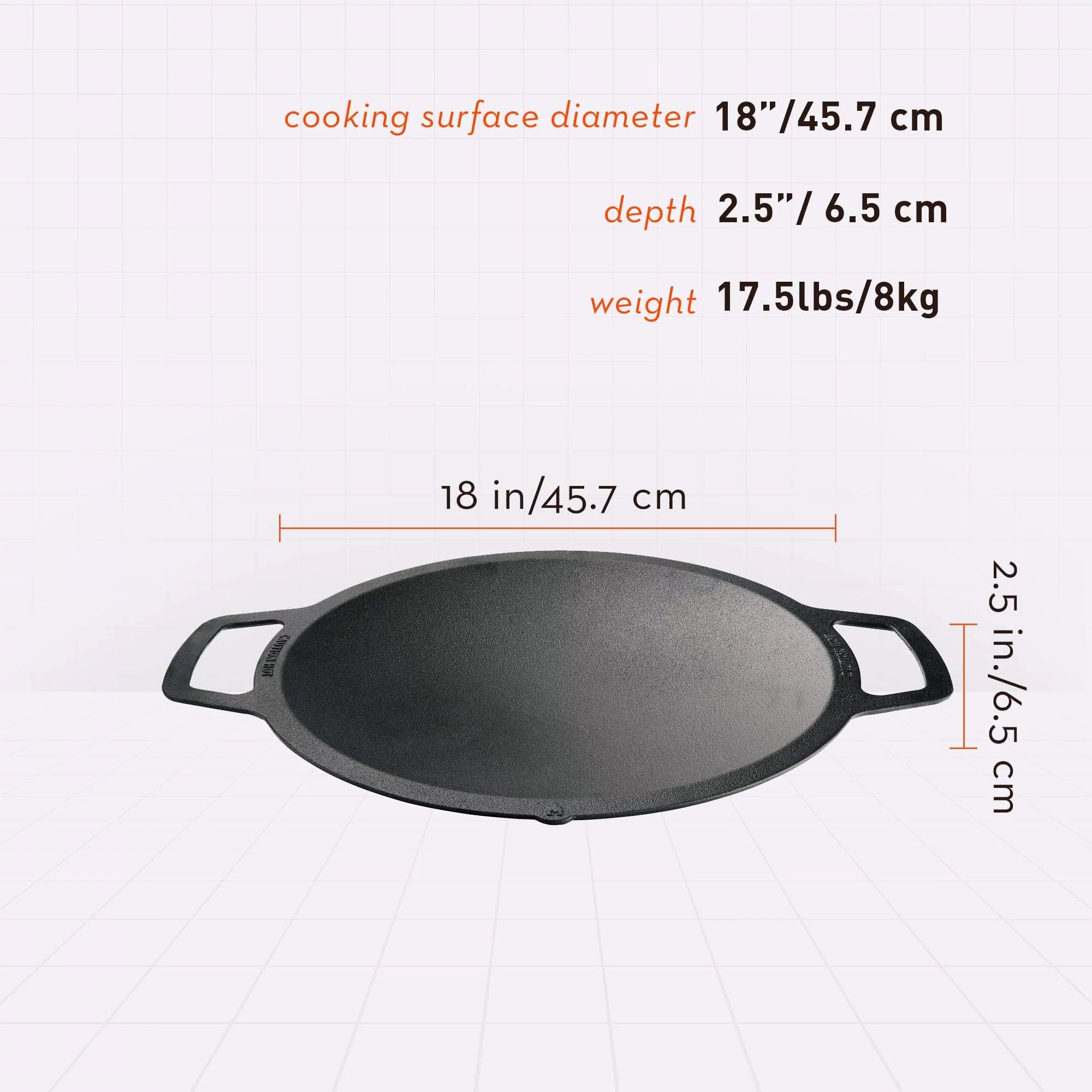 Large Cast Iron Wok Top, 18", 2.5" Depth B231