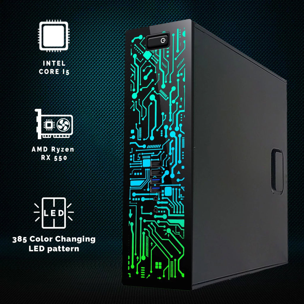 Restored Gaming Desktop PC, Intel Core i5 4th Gen, GT 1030 Graphics, 16GB RAM, 1TB SSD, 24 Inch Dual Monitor, RGB Keyboard Mouse, Speaker, Webcam, Win 10 Pro (Refurbished) T536