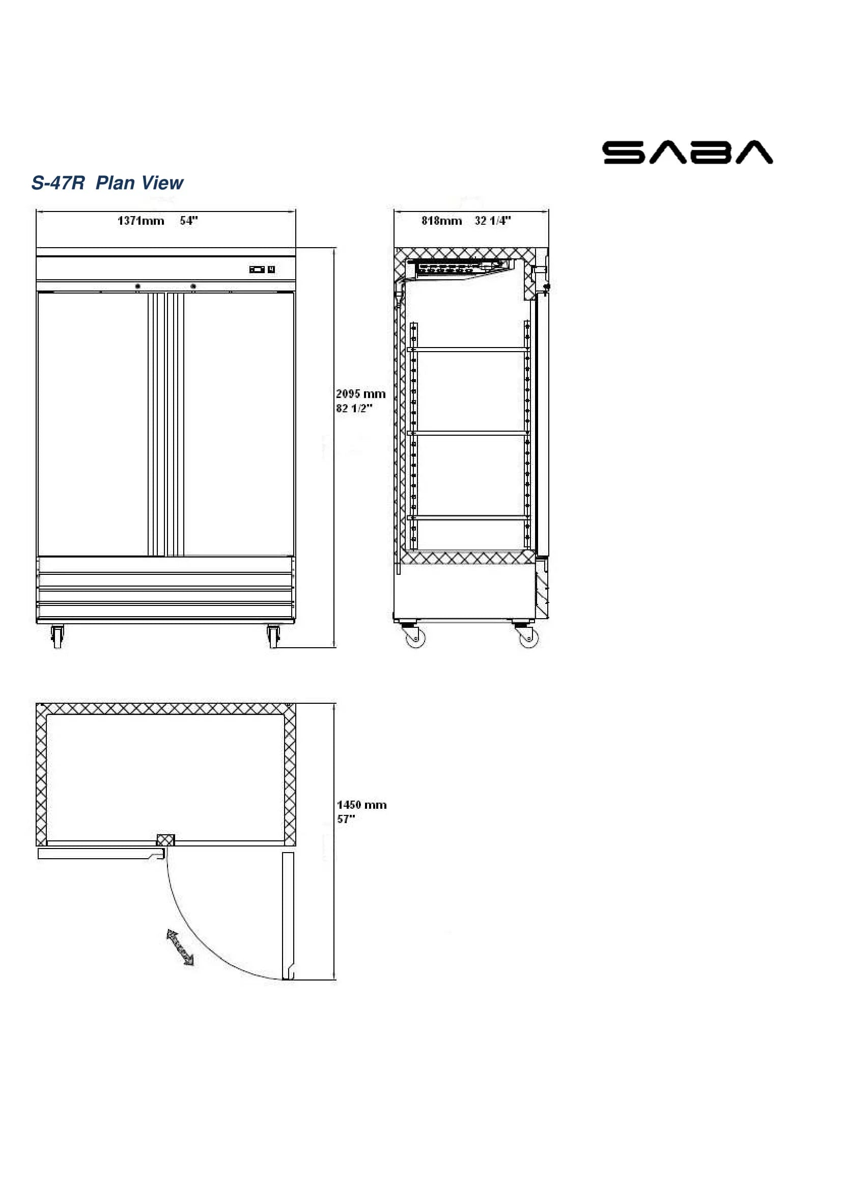 47 cu ft Solid Stainless Steel Reach-In Refrigerator (2 Door) X699056