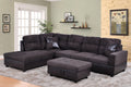 104" Sectional Sofa & Chaise with Ottoman Microfiber and faux leather upholstery Espresso Left Hand Facing A779996
