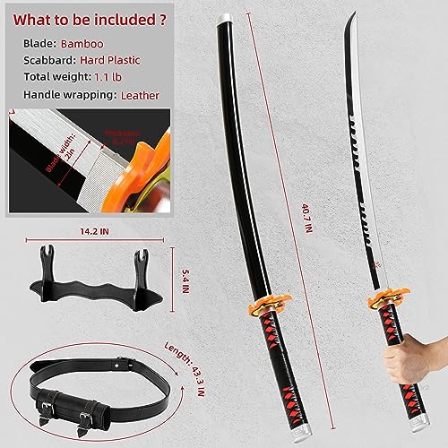41" Wooden Katana with Belt & Stand P831