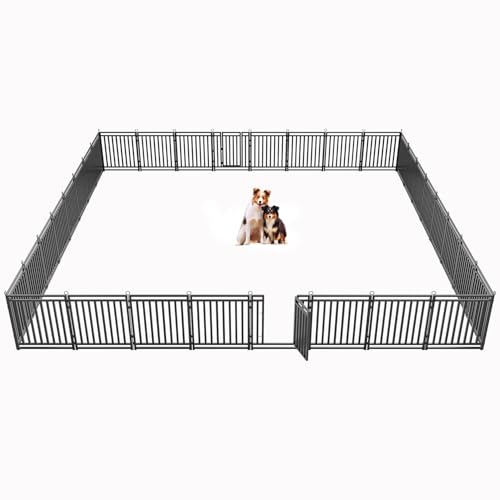 40" Height 16 Panels Metal Dog Playpen Black-Silver J10519