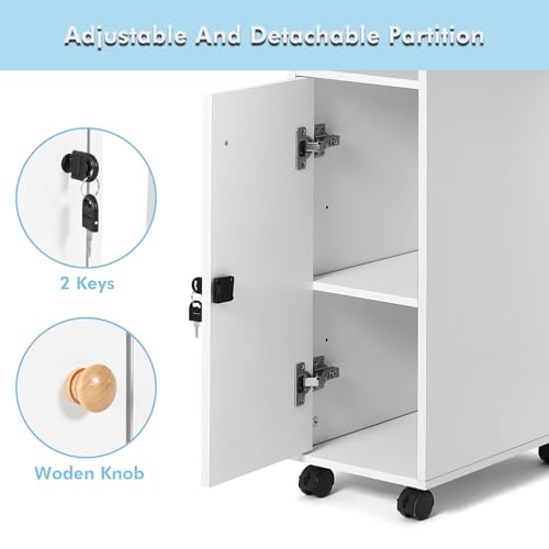 White Manicure Table with Storage Drawers and Lockable Wheels Q733512