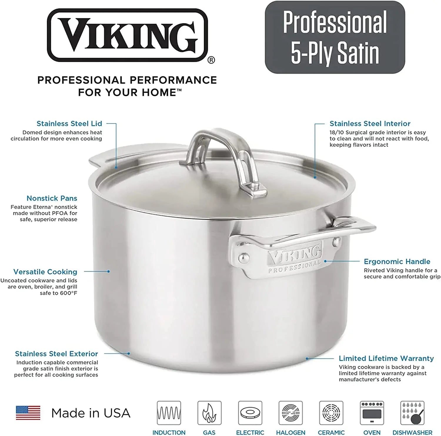 5-Ply Stainless Steel Cookware Set 10 Piece V7393
