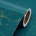 Dark Teal Blue and Gold Marble Peel and Stick Vinyl Contact Paper 15.8x78.8 E6379