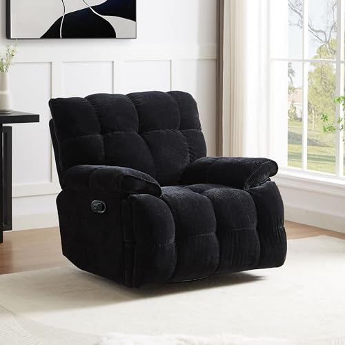 Cream White Oversized Velvet Rocker Recliner Chair I1616