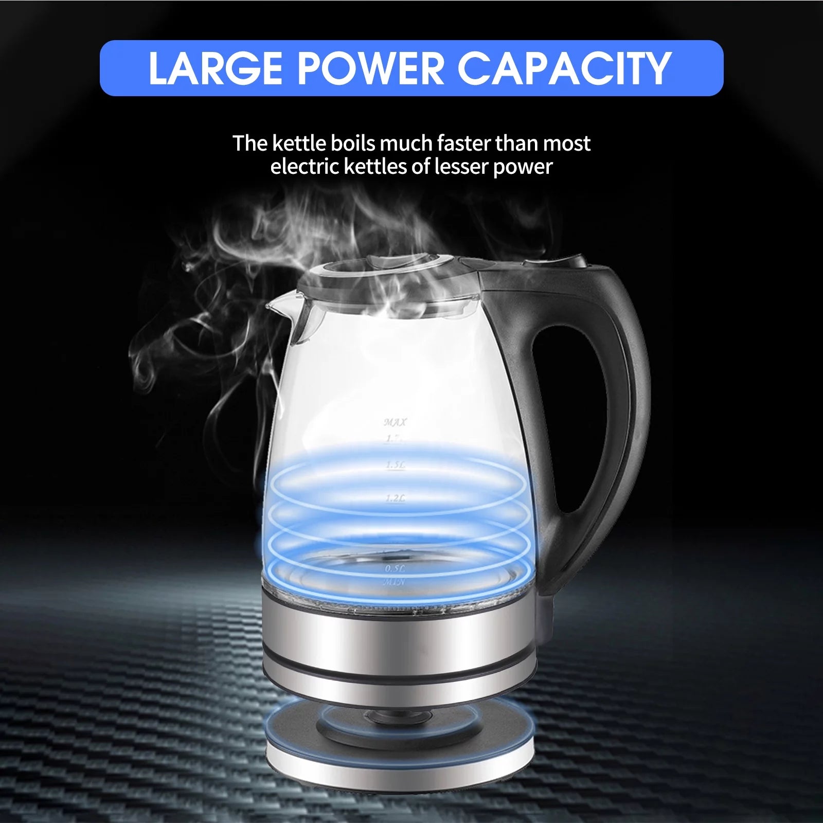 1.7L 1500W Glass Electric Kettle with Auto Shut-Off L339