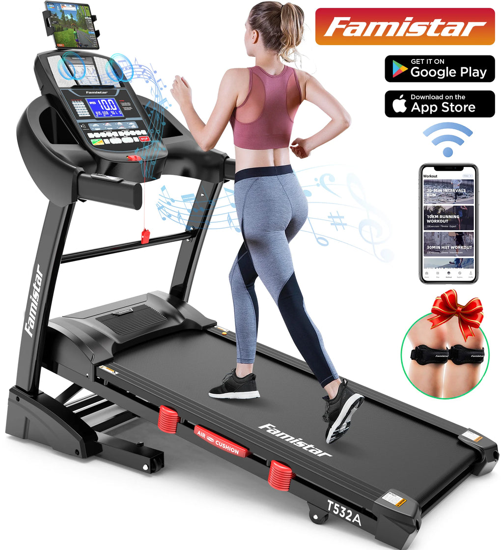 Portable Folding Treadmill 300 LB Capacity 15-Level Auto Incline W12665