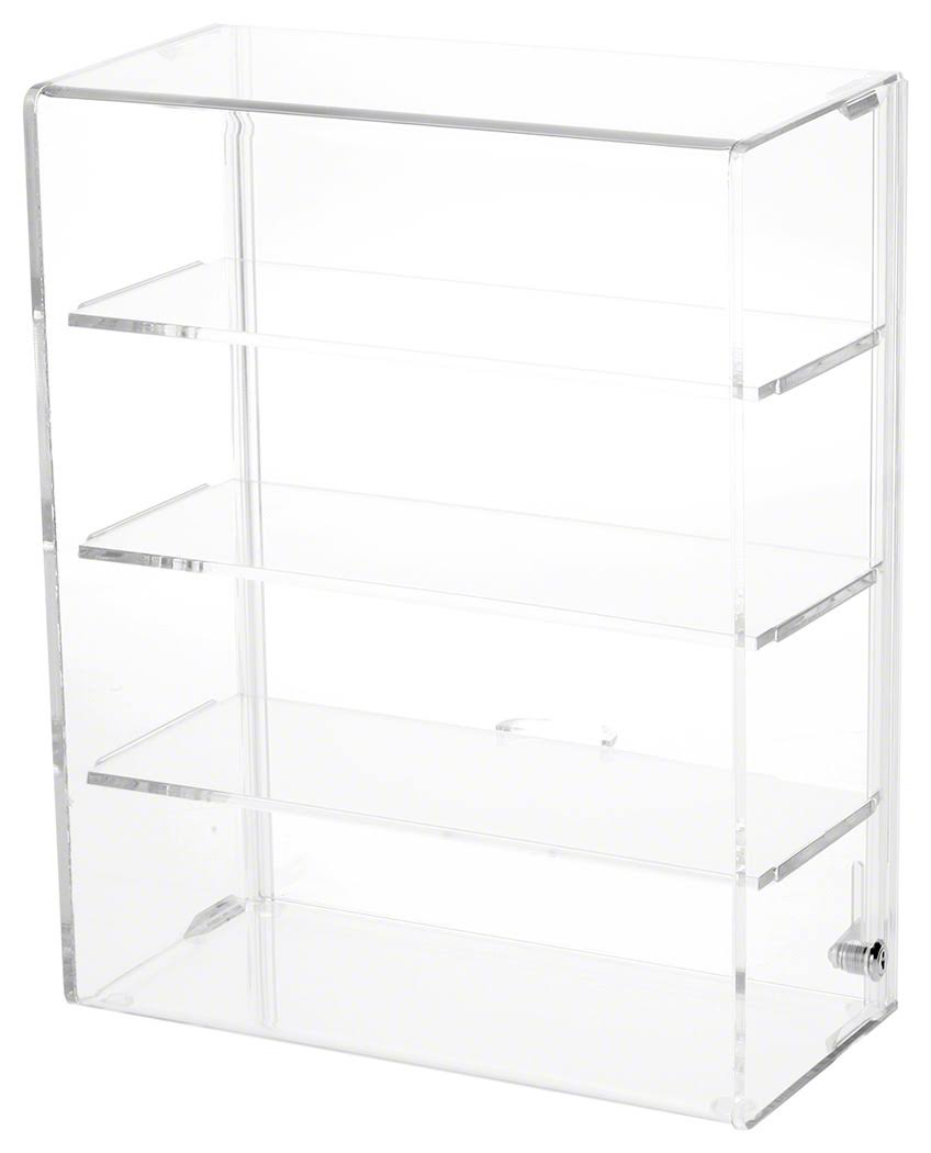 Clear Acrylic Sliding Back Locking Display Case, 3 Shelves L842