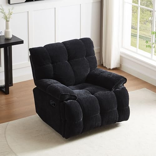 Cream White Oversized Velvet Rocker Recliner Chair I1616