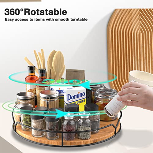 Carbonized Black 14inch Pine Wood Lazy Susan Turntable Organizer G261409