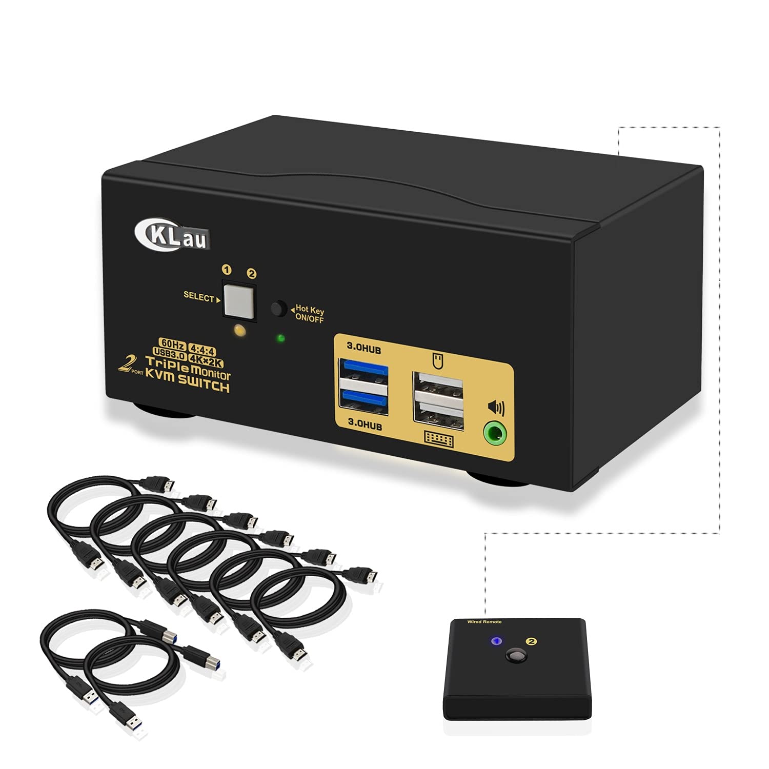 4K@60Hz 2 in 1 Out USB-C KVM Switch with Audio and USB 2.0 Hub Y6801
