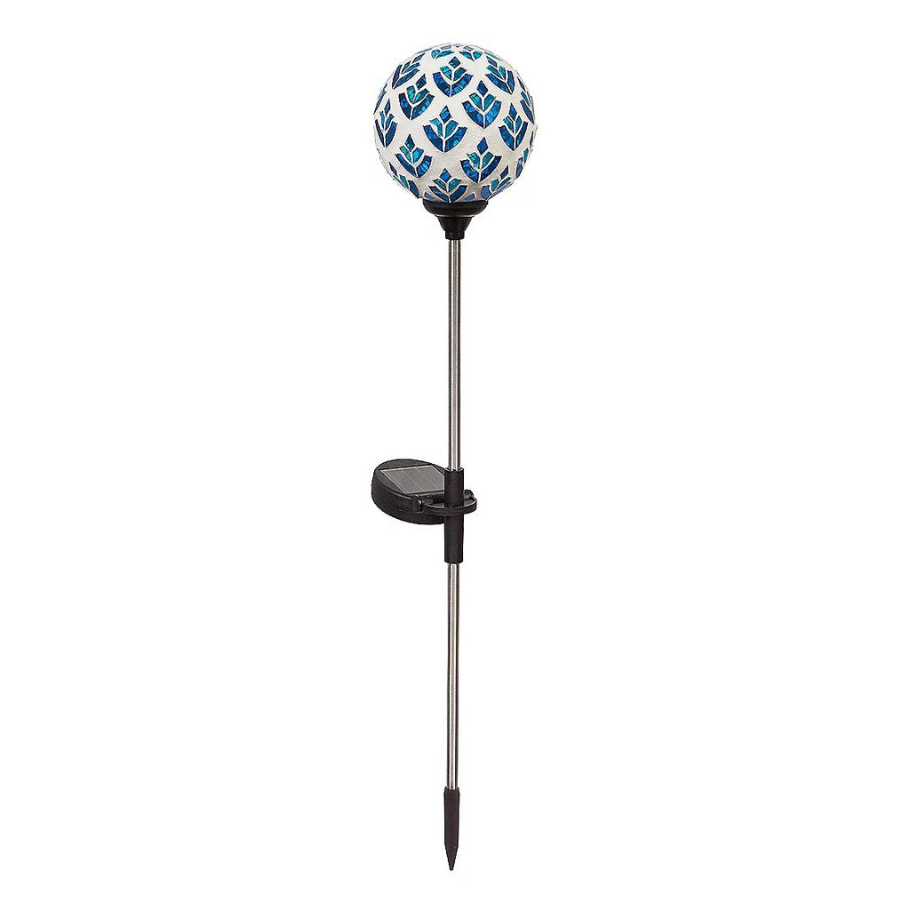 22"H Solar Mosaic Globe Garden Stakes, Peacork Blue G658