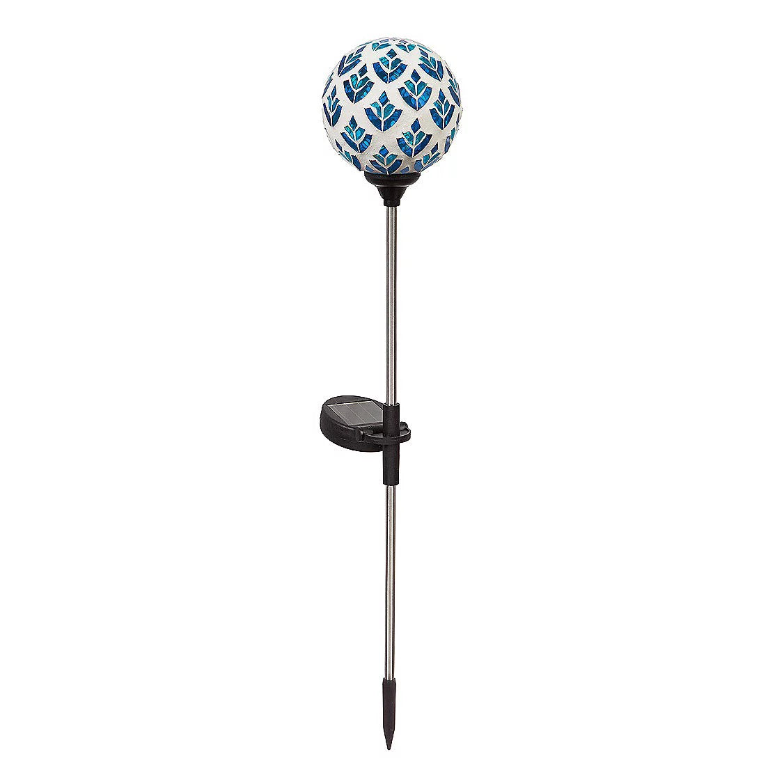 22"H Solar Mosaic Globe Garden Stakes, Peacork Blue G658