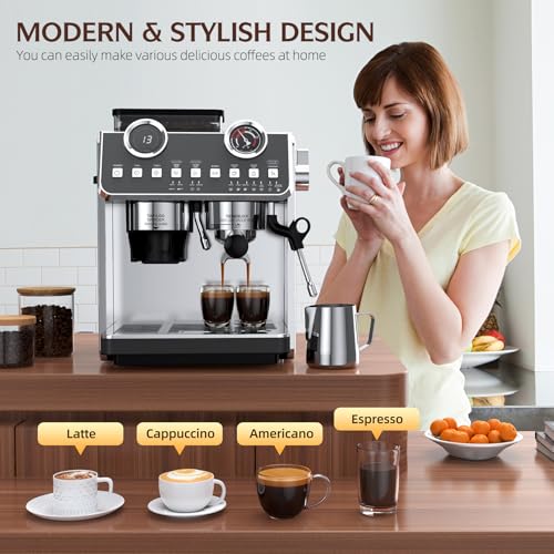20 Bar 58mm Stainless Steel Espresso Machine with Grinder Z66532