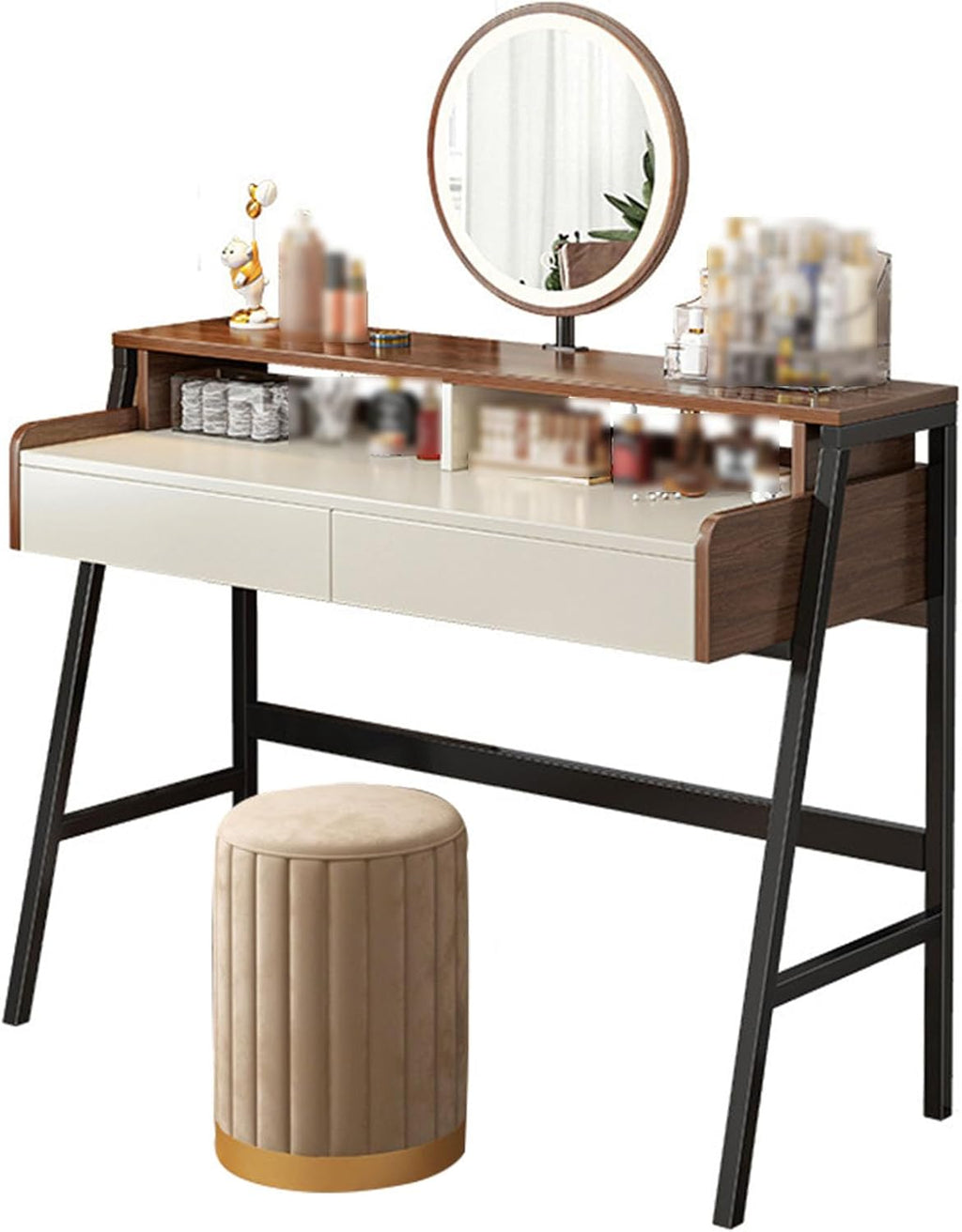 Solid Wood Vanity Set with 2 Drawers and Lighted Mirror L538410