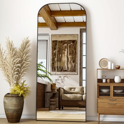 56x21 Inch Full Length Mirror with Aluminum Frame, Black T17478