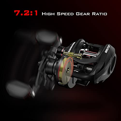 Graphite Frame Baitcasting Fishing Reel, 7.2:1 Gear Ratio, 17.6LB Carbon Fiber Drag E65400