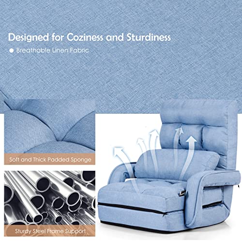 Grey Folding Chaise Lounge Sofa with Adjustable Backrest N54742