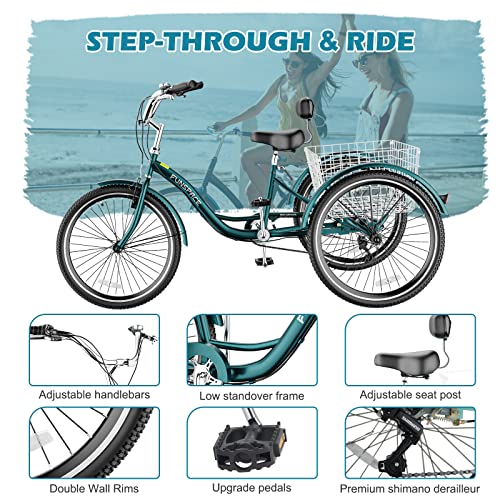 7 Speed 20/24/26 inch Three Wheel Adult Tricycle O82441