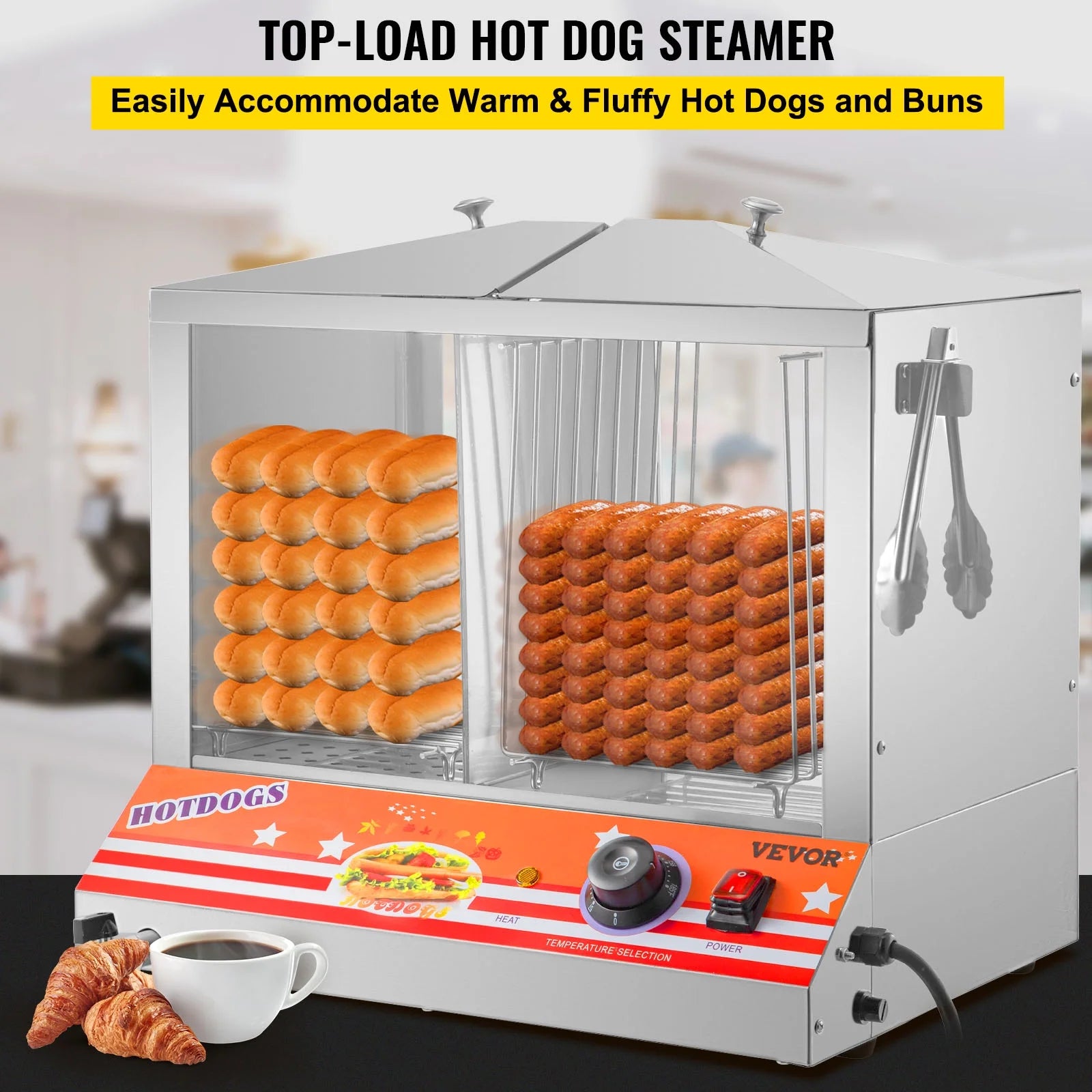 Stainless Steel Electric Hot Dog Warmer with Bun Warmer N2067