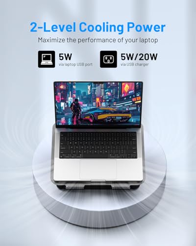 Laptop Cooling Stand with 360° Rotation Base, Detachable Thermoelectric Cooler, Adjustable Height, Solid Carbon Steel, 2-Power Peltier Cooling Pad J7300